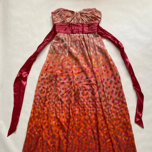 bcbgmaxazria orange dress BCBGMAXAZRIA One Shoulder Cutout Dress Orange Womens Large Swing Asymmetric NWT